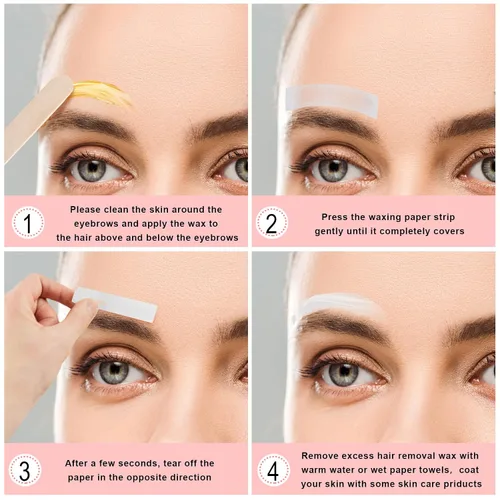 Miniatura 5 de Maitys Kit de tiras de cera pequeñas para cejas, papel de depilación, tiras faciales, almohadillas de depilación para mujeres y hombres, cejas