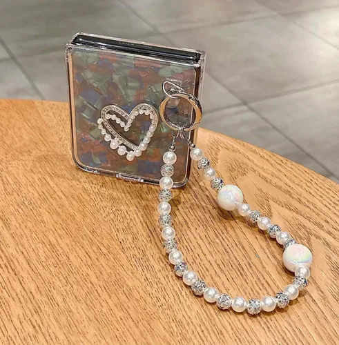 Miniatura 3 de Funda para Samsung Galaxy Z Flip 7 FE/Z Flip6, diseño femenino de corazón de amor, funda para teléfono Flip7 FE con purpurina y parte trasera