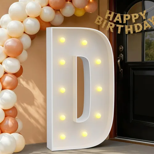 Miniatura 54 de IMPRSV Letras de mosaico iluminadas de marquesina, 4 pies para globos y fiestas, decoración de kit de arco
