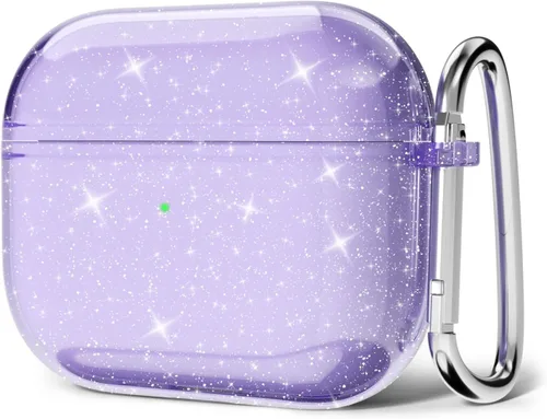 Miniatura 43 de Svanove Funda para Airpods Transparente con Purpurina, Funda Brillante y Bonita para Airpods de 1ª y 2ª Generación con Llavero, Carcasa Rígida
