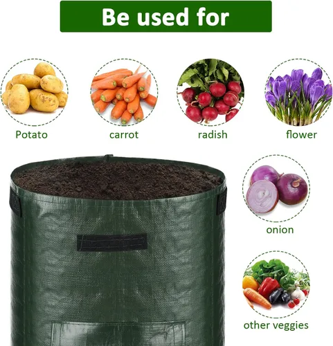 Miniatura 3 de JJGoo Paquete de 2 bolsas de cultivo de patatas de jardín de 10 galones con solapa y asas de aireación, macetas de tela de aireación, macetas