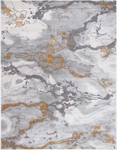 Miniatura 2 de SAFAVIEH Craft Collection - Alfombra de área de 9 x 12 pies, gris y dorado, diseño abstracto moderno, no desprende pelusa y de fácil cuidado, ideal