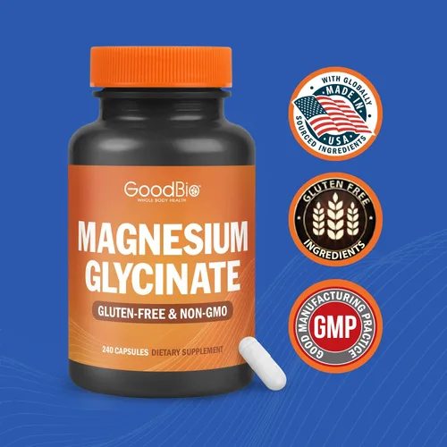 Miniatura 6 de Glicinato de magnesio – Suplemento de magnesio de alta absorción de 500 mg por porción para aliviar el estrés, el sueño, la salud del corazón