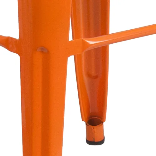 Miniatura 8 de Merrick Lane Taburete de altura de barra serie Newark - Acabado naranja - Marco de metal con soporte cruzado - Diseño sin espalda - Reposapiés
