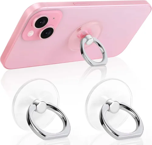 Miniatura 13 de Rosa Jsoerpay Soporte de Anillo para Teléfono Transparente de 2 Piezas, Soporte de Anillo para Teléfono con Rotación de 360° y Soporte de Dedo, rosa