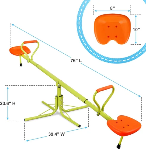 Miniatura 2 de Balancín para niños, Teeter Totter con rotación de 360 grados, equipo de parque infantil para exteriores, hogar, juego de juguetes para niños