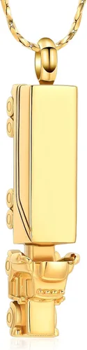 Miniatura 10 de Imrsanl Collar de urna para cenizas para hombres adultos de acero inoxidable con diseño de camión de 18 ruedas, joyería de cremación, colgante