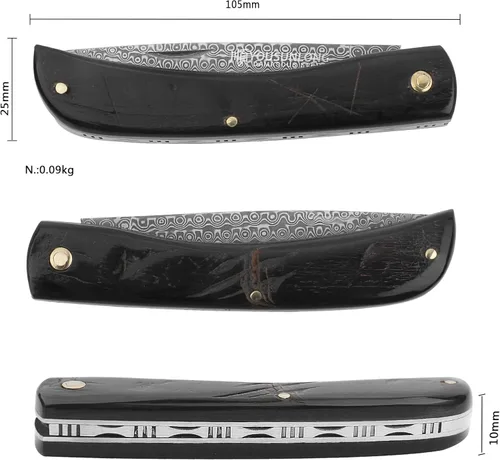 Miniatura 2 de YOUSUNLONG Cuchillo de bolsillo plegable de 7.480 in - Cuchillo de transporte diario - Cuchillo de una mano con funda de cuero y caja de cuchillos