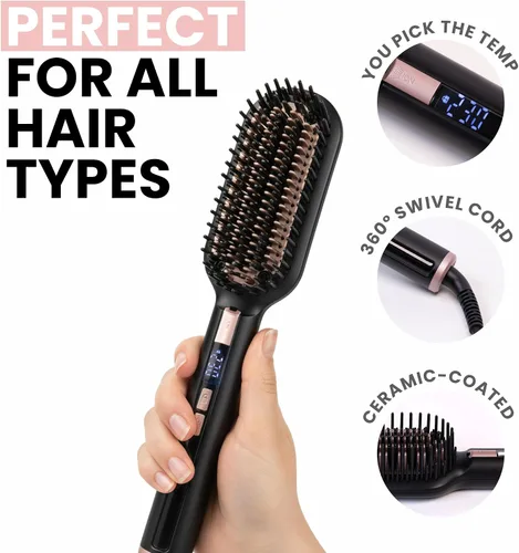 Miniatura 7 de ELLA BELLA® Cepillo alisador de cabello • Cepillo alisador con calefacción • Alisa en 1 pasada • Tecnología iónica para un cabello más saludable •