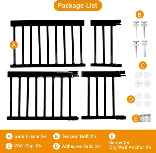 Miniatura 7 de Puerta para Perros, SHYUJAJIE Puerta Corta Ajustable Extra Ancha para Perros, Puerta Pequeña para Mascotas con 4 Kits de Extensión, Montada a Negro