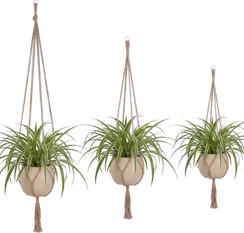 Miniatura 13 de EBOOT Paquete de 3 cuerdas grandes de macramé para colgar plantas de 33, 41, 48 pulgadas, para colgar macetas para decoración de interiores