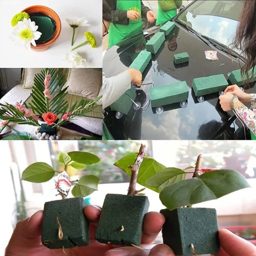 Miniatura 8 de 6 paquetes de bloques de espuma floral para arreglos de flores frescas y artificiales, bloque de espuma de poliestireno verde para pasillo de boda