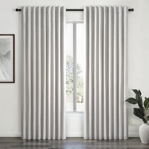 Miniatura 57 de Topfinel Cortinas opacas, blanco beige, 2 paneles, ventanas pequeñas, textura, mezcla de lino, bohemia, abedul, rural, gancho, bolsillo trasero