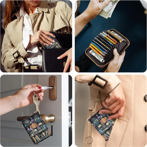 Miniatura 3 de Tarjetero Cartera RFID para Tarjetas de Crédito, Cartera Pequeña para Tarjetas para Mujeres con Llavero con Cremallera, Carteras para Tarjetas