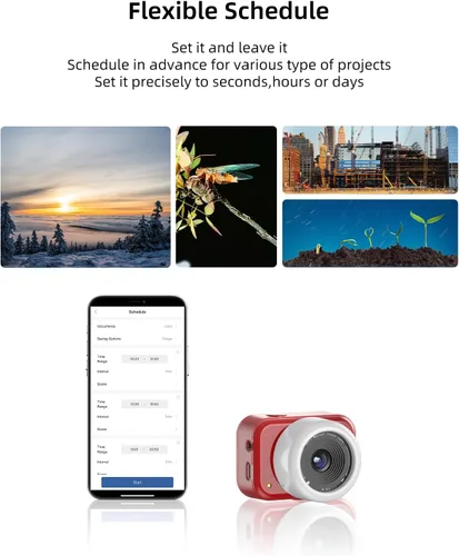 Miniatura 4 de ATLI T100 Lite Time Lapse Cámara 1080P HDR Profesional WiFi APP Control Manual Focus Timelapse Cámara de vídeo para plantas de construcción de Rojo