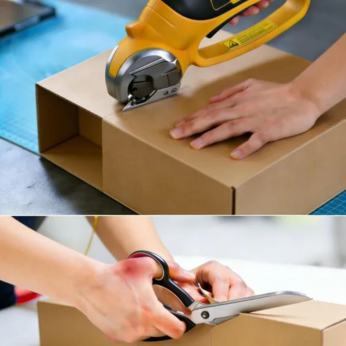 Miniatura 6 de Tijeras eléctricas inalámbricas, cortador de caja de cartón recargable con luz LED, grosor ajustable, corte para tela, cartón, cuero, alfombra