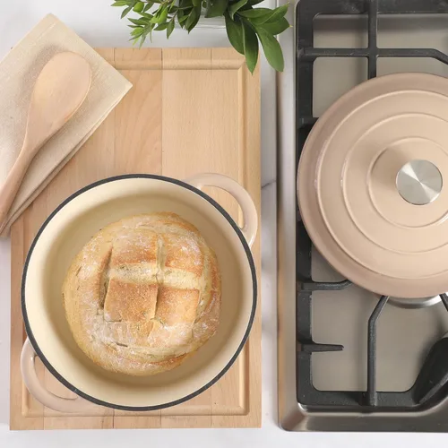 Miniatura 5 de Gibson Home Addlestone - Olla holandesa de hierro fundido esmaltado de 5 cuartos de galón con tapa, redonda, apta para horno hasta 500 °F, ideal