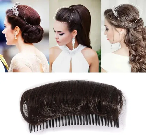 Miniatura 2 de Peluca esponjosa almohadilla para el cabello moño invisible con clip de pelo falso Bump It Up Volumen Base de cabello Insertar accesorios