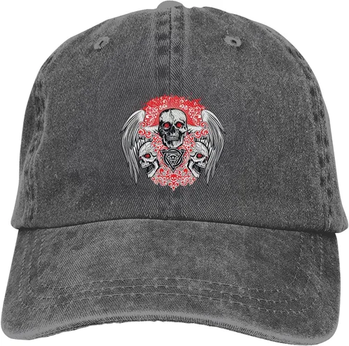 Miniatura 9 de Cowboy Hat Trendy Hats for Man and Women Djustable Four Season Outdoor Baseball Cap of Hell Skull with Angel Deep Heather