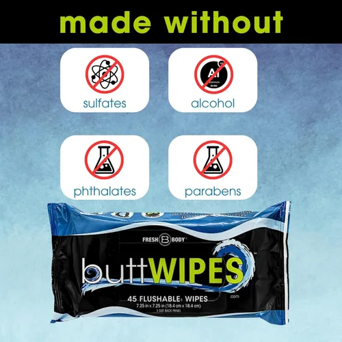 Miniatura 7 de ButtWIPES Toallitas desechables (1 paquete, 45 toallitas) – Toallitas desechables para adultos – Toallitas para glúteos a base de agua con aloe