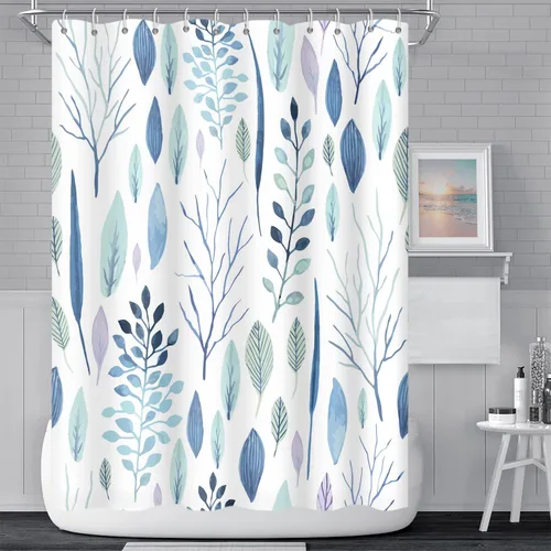 Miniatura 25 de Cortina de Ducha Floral Bohemia Negra Flores de Mediados de Siglo Botánica Moderna Elegante Estética Cortina de Ducha para Decoración de Baño
