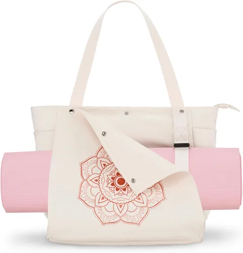 Gonex Bolsa para Esterilla de Yoga, Bolsa de Gimnasio Tipo Tote con Múltiples Bolsillos para Mujeres y Hombres, Portaesterillas de Yoga de Lona para