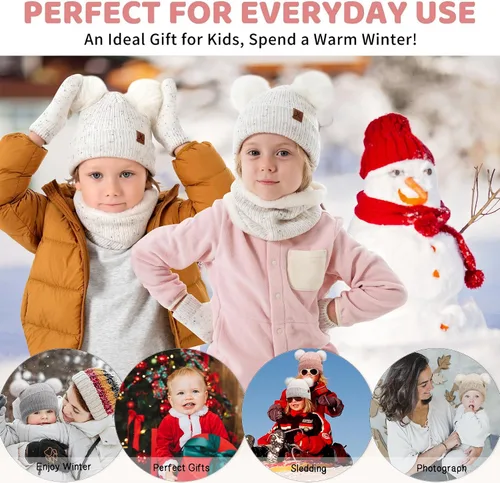 Miniatura 5 de Toddler Kids Winter Hats Gloves Scarfs Beanie Mittens Neck Warmer for 0 6 12 Months 1 2 3 4-8 Year Old Baby Girls Boys Gifts