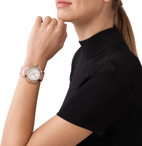 Miniatura 4 de Michael Kors Sidney - Reloj de cuarzo de acero inoxidable con correa de silicona para mujer