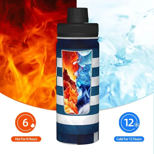 Miniatura 6 de Greek Flag Insulated Stainless Steel Kettle Print Funny Water Bottle Insulated Ideal for Sports and Travel
