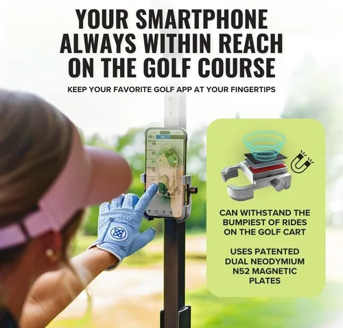 Miniatura 2 de Stripebird - Soporte Magnético Original para Teléfono de Golf - Accesorio para Carrito de Golf - Montura delgada para Smartphone - Almacena y Accede
