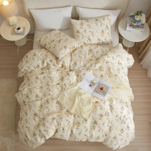 Miniatura 9 de EAVD - Juego de funda de edredón floral amarillo, tamaño Queen, de algodón, reversible, con estampado de jardín, floral, estético, 1 funda