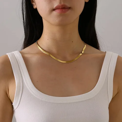 Miniatura 6 de Delicado collar de cadena para mujer, chapado en oro de 18 quilates, gargantilla de disco de moneda, collar simple de cadena trenzada con cuentas
