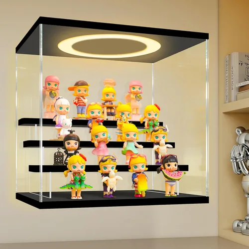 Miniatura 38 de LANSCOERY vitrina acrílica con iluminación LED, caja de exhibición de 5 niveles para coleccionables y figuras de acción, organizador transparente a