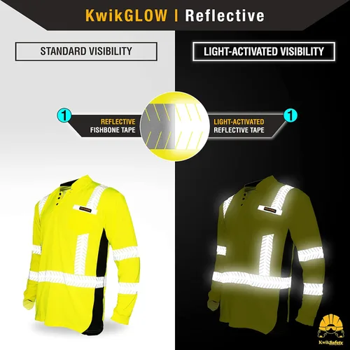 Miniatura 4 de KwikSafety - Charlotte, NC - Camisas de seguridad de manga larga premium [cuello redondo, botón y cuello con cremallera] Clase 3 ANSI probado OSHA