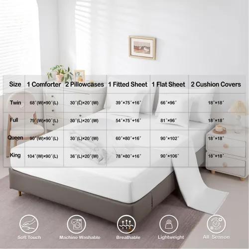 Miniatura 7 de Erosebridal Juego de edredón de 7 piezas con diseño de piano, cama Queen en una bolsa, juego de ropa de cama retro con notación musical de guitarra