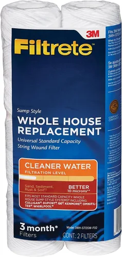 Filtrete 3WH-STDSW-F02 Sistema de filtro para toda la casa de capacidad estándar, recarga de 2 paquetes de hilo enrollado