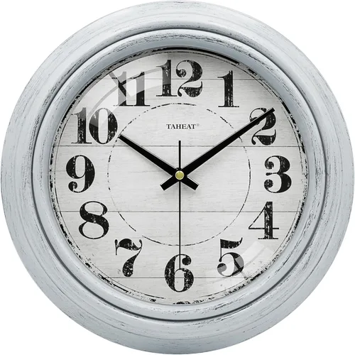 TAHEAT Reloj de pared, 10 pulgadas, vintage, retro, azul, silencioso, sin tictac, funciona con pilas, relojes de pared decorativos para sala de
