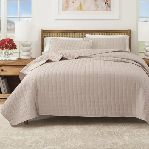 Miniatura 20 de Great Bay Home Full/Queen Quilt Set - 3-Piece Seersucker Box-Stitched Bedding Set - Soft, Lightweight, All-Season Bedspread (White)