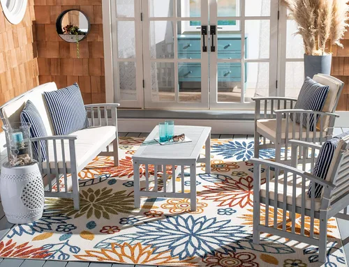 Miniatura 2 de Safavieh - Rocklin - Juego de 4 piezas para patio y exteriores (almohadas incluidas), colores gris y beige PAT7007H Gris/Beige/Rayas