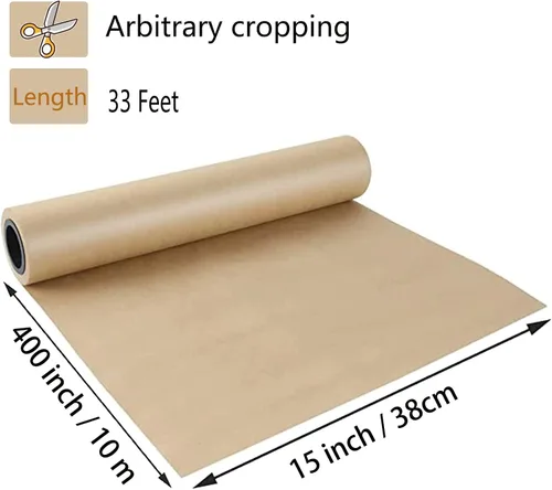 Miniatura 2 de Shinok Rollo de papel kraft marrón - 15" x 33' (400") Papel de regalo marrón para embalaje, mudanzas, papel de manualidades pequeño para envolver