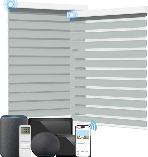 Miniatura 62 de MYshade Persianas enrollables de cebra opacas (85 %) con cordón para ventanas interiores, persianas de doble capa beige para dormitorio, baño, sala
