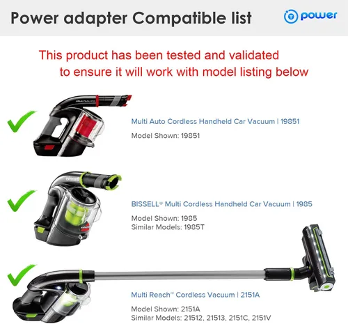 Miniatura 2 de T POWER Cargador de 28 V para aspiradora de coche de mano inalámbrica Bissell 19851 1985 1985T 2151A 21512 21513 2151C 2151V Serie Cable de carga Ac
