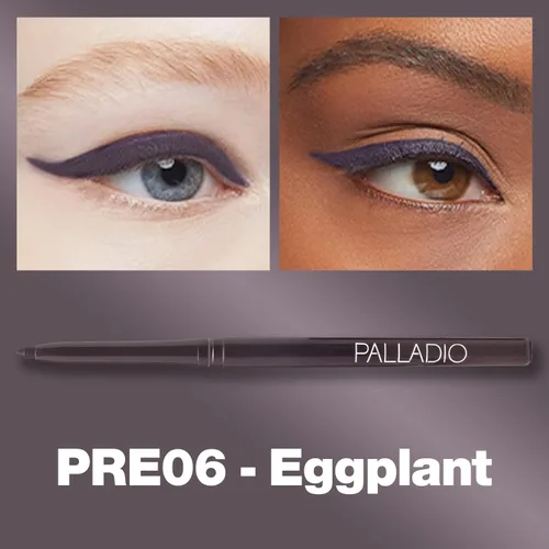Miniatura 2 de Palladio Delineador de ojos retráctil impermeable, berenjena, cremoso, lápiz delineador de ojos deslizante giratorio, a prueba de manchas