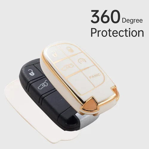 Miniatura 5 de Gematay Compatible con llavero de Jeep, funda para llave de automóvil para Grand Cherokee Renegade Wrangler, accesorios color blanco