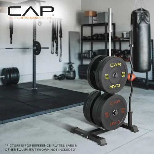 Miniatura 6 de CAP Olympic Bumper Plate Tree Rack with Barbell Holders, Heavy-Duty Weight Plate Storage Rack for Home Gym, Steel Olympic Plate Organizer Stand