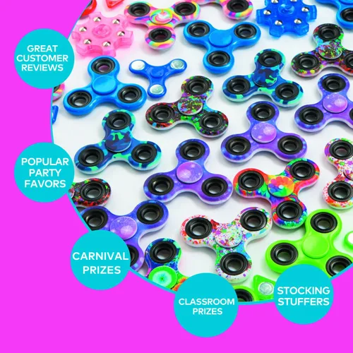 Miniatura 5 de Fun Express Juguetes para ansiedad a granel de 96 piezas Fidget Spinner Surtido – Recuerdos de fiesta para niños de 8 a 12 años, premios de aula