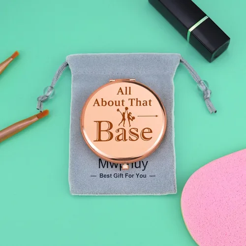Miniatura 7 de Mwphuy Espejo de maquillaje compacto para regalo de porristas, oro rosa, 2.6 pulgadas de largo x 2.6 pulgadas de ancho, con aumento, de doble cara