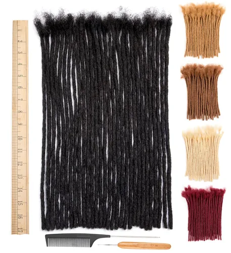 Miniatura 26 de DAIXI 0.2cm y 0.4cm y 0.6cm y 0.8cm de grosor 4-18 pulgadas 10 hebras extensiones de rastas de cabello humano 100% real para hombres/mujeres