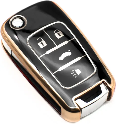 FEYOUN Funda para llavero compatible con Buick Encore Chevy Chevrolet Camaro Equinox Impala Sonic Trax GMC Terrain Flip 4 botones TPU remoto sin