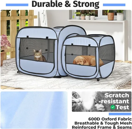 Miniatura 7 de EighteenTek® Corralito portátil 2 en 1 para gatos (puertas delanteras), corralito desplegable para gatitos, sin montaje, cajas de tienda de campaña